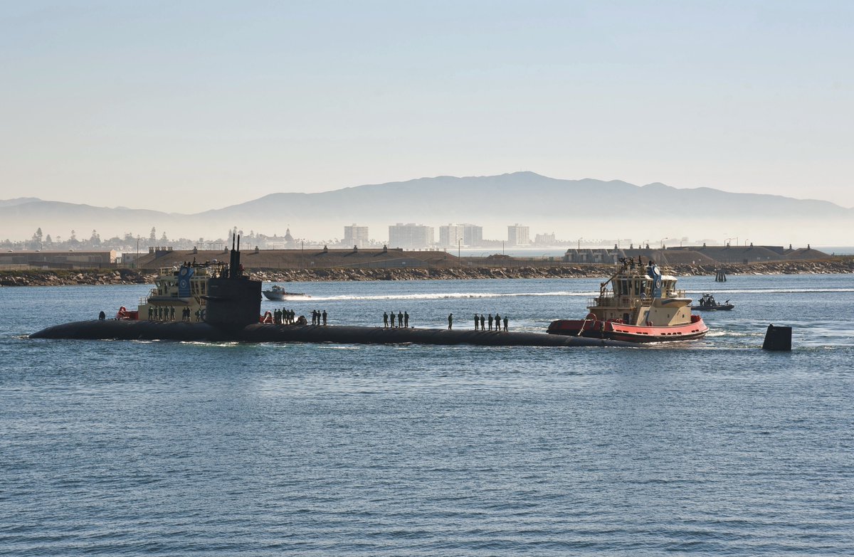 Guam-based submarine USS KEY WEST SSN722 arriving at San Diego, California Wednesday to begin an overhaul at Sub Base Point Loma - handled by Portsmouth Naval Shipyard in Maine