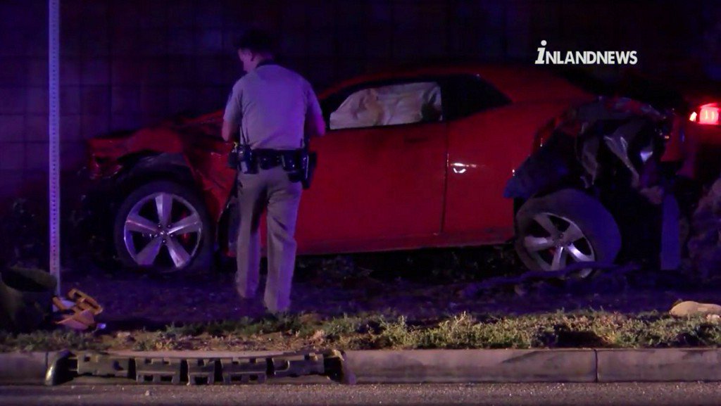 A Dodge Challenger crashed into four pedestrians on a sidewalk and ...