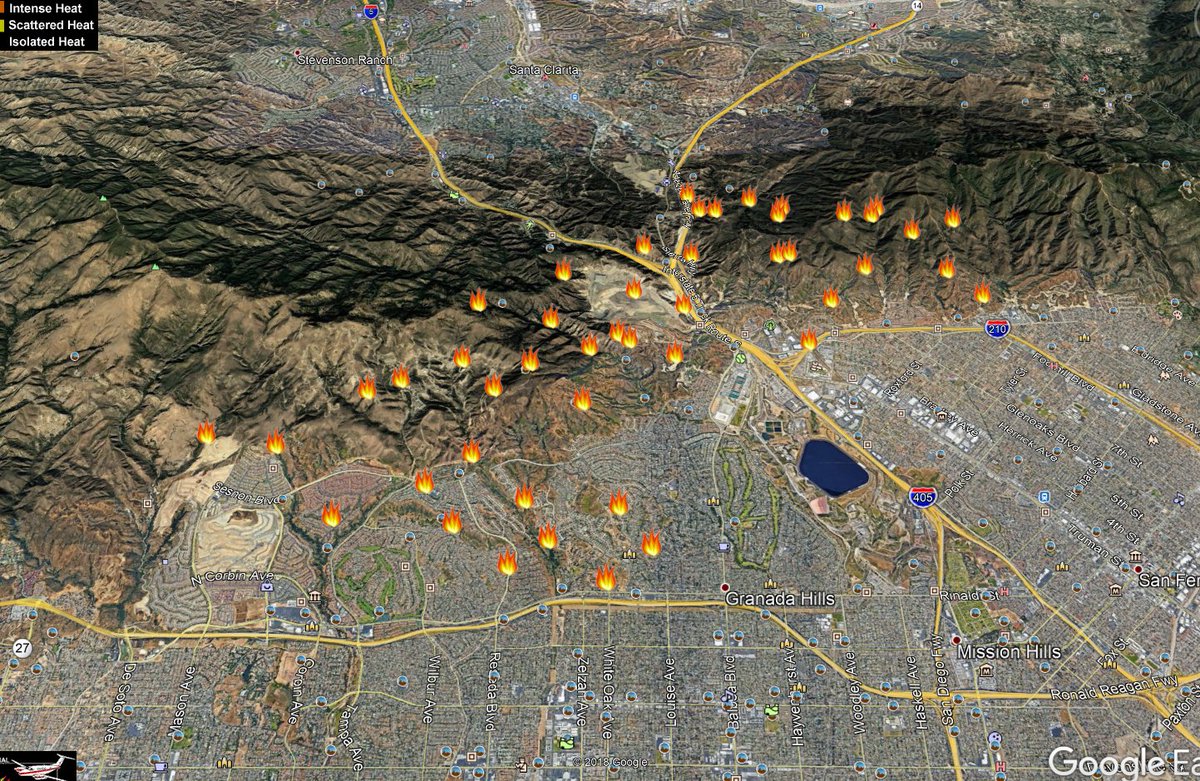 #SaddleRidgeFire LAFD Here's a perimeter and heat detection map for the fire