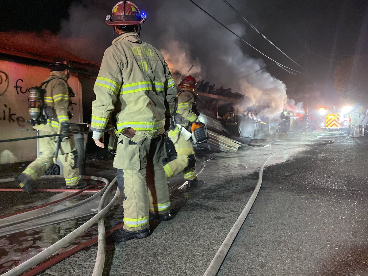 Fresno Fire Department working to put out multiple garage fires at an apartment complex on Clinton Ave and N Bond Ave