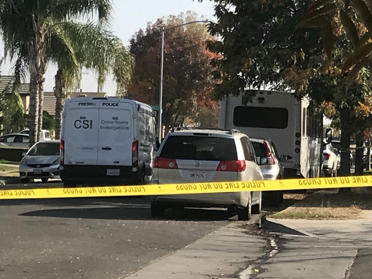 Scene of the backyard shooting in Fresno off of Cesar Avenue and Lamona Avenue where police are still lining the neighborhood trying to figure out what happened last night. They say 10 people were shot and 4 were killed at a backyard football party.