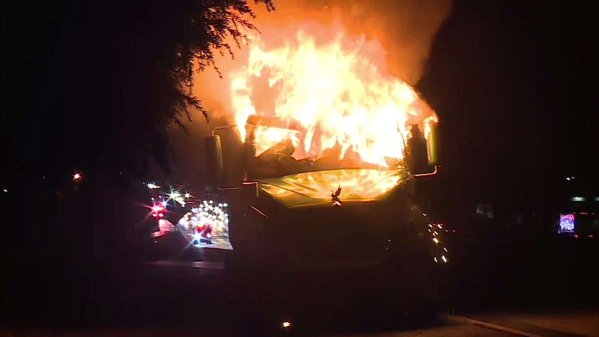 Battling a big rig fire on westbound I-80 near Greenback Lane