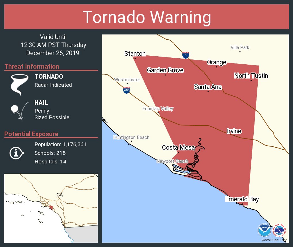 Tornado Warning Including Santa Ana Ca Irvine Ca Garden Grove Ca