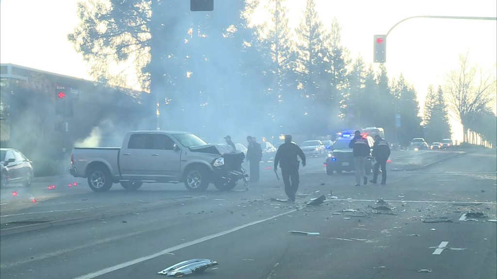 A car was seriously damaged in a singlevehicle rollover