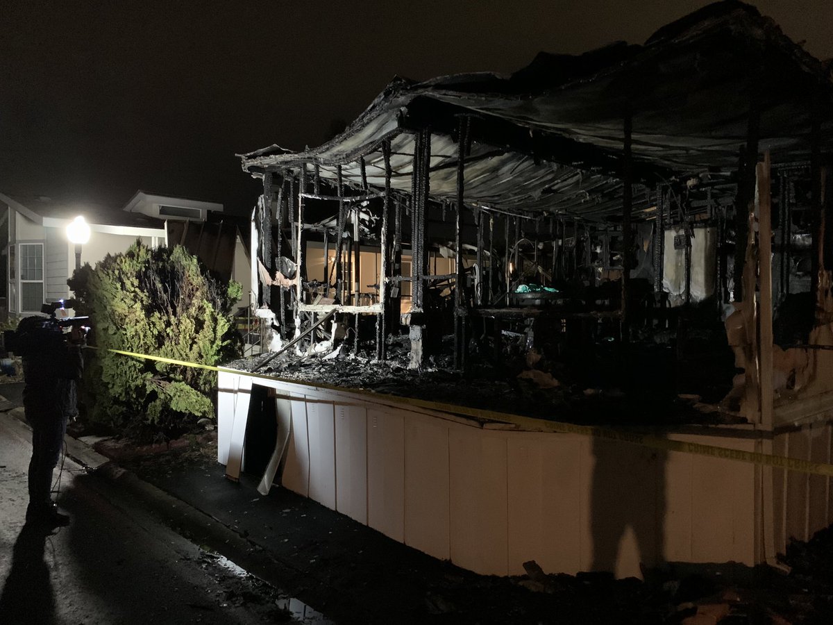 Deadly fire at a Sunnyvale, CA mobile home park.  El dorado.  One person has died and another in the hospital. 