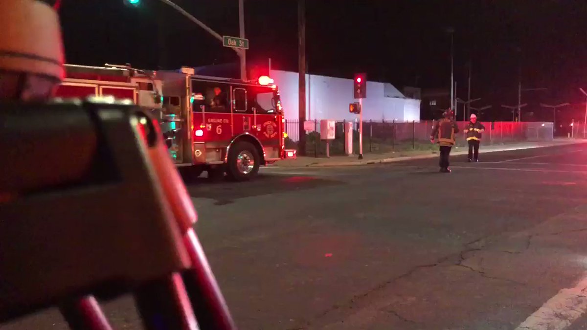 @stocktonfire firefighters quite literally rushing from one structure fire to the other as at least two structures burned in Stockton Thursday night.