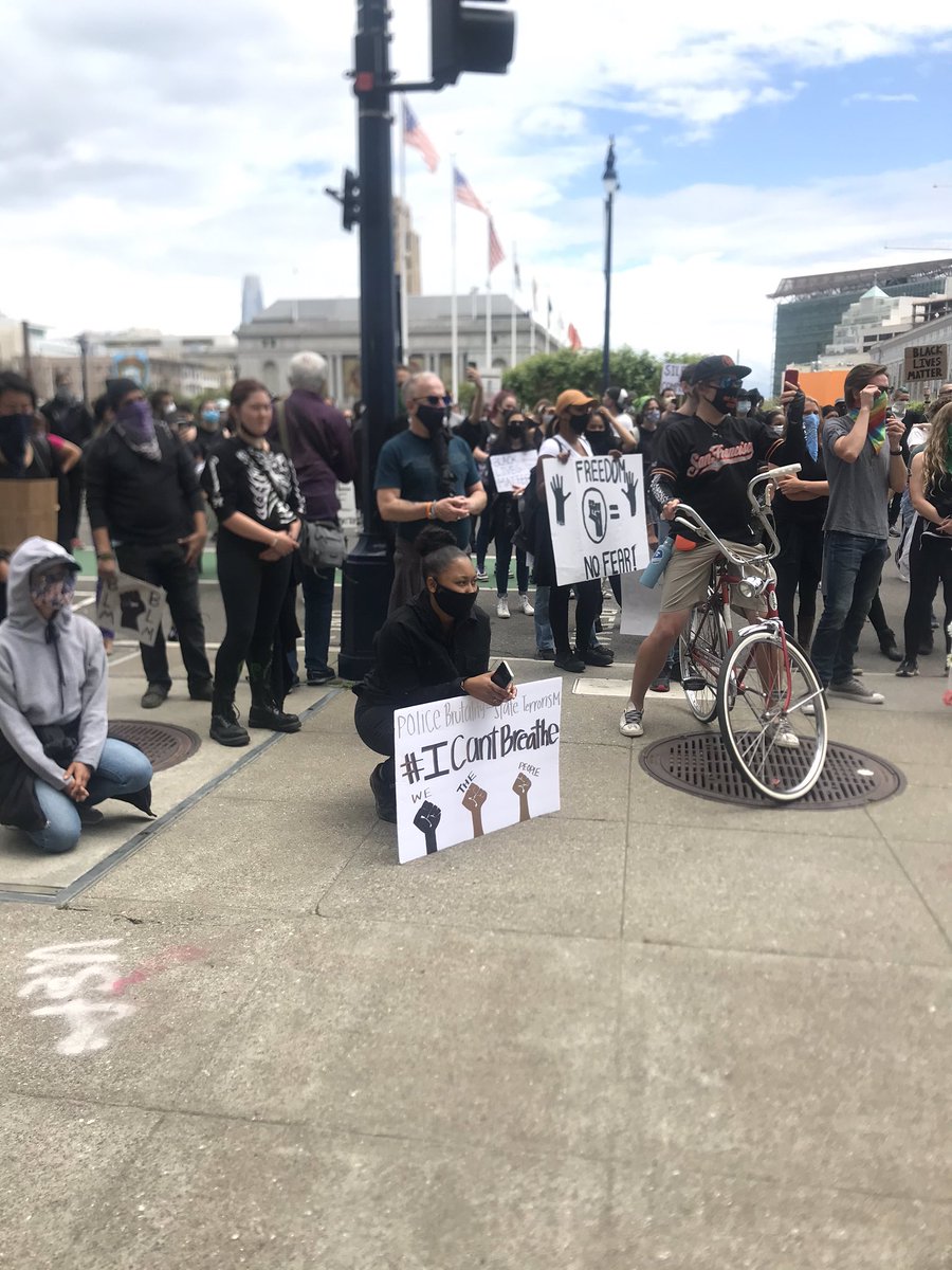 Protesters at City Hall in San Francisco. 