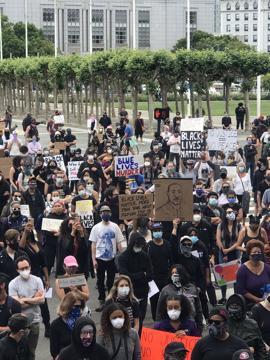 Protesters at City Hall in San Francisco. 