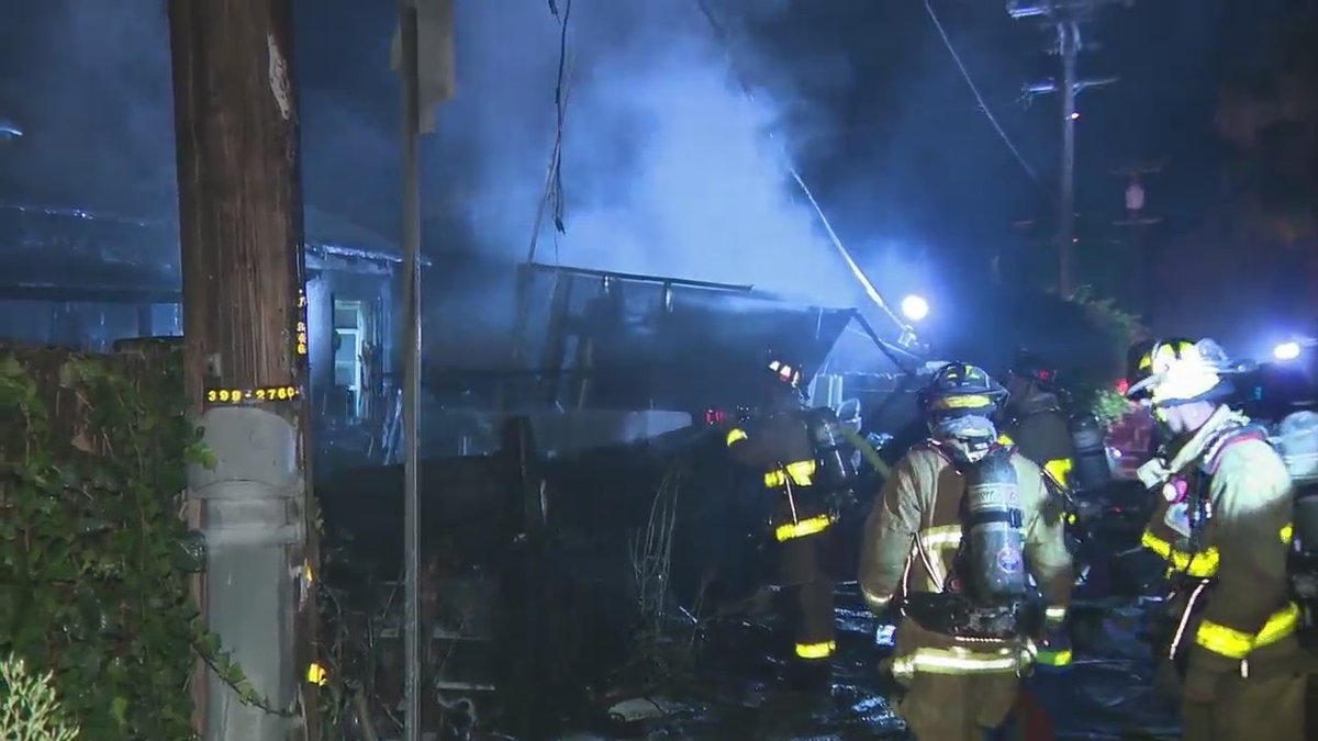 A fire destroyed a home in La Mesa Tuesday night  near Mohawk Street and Williams Avenue, were not injured.