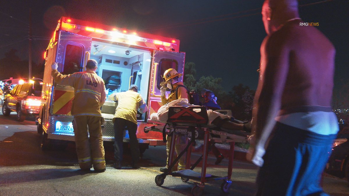 Shooting outside mansion party on Mulholland Drive near Beverly Hills leaves at least 3 people with gunshot wounds. Large crime scene established