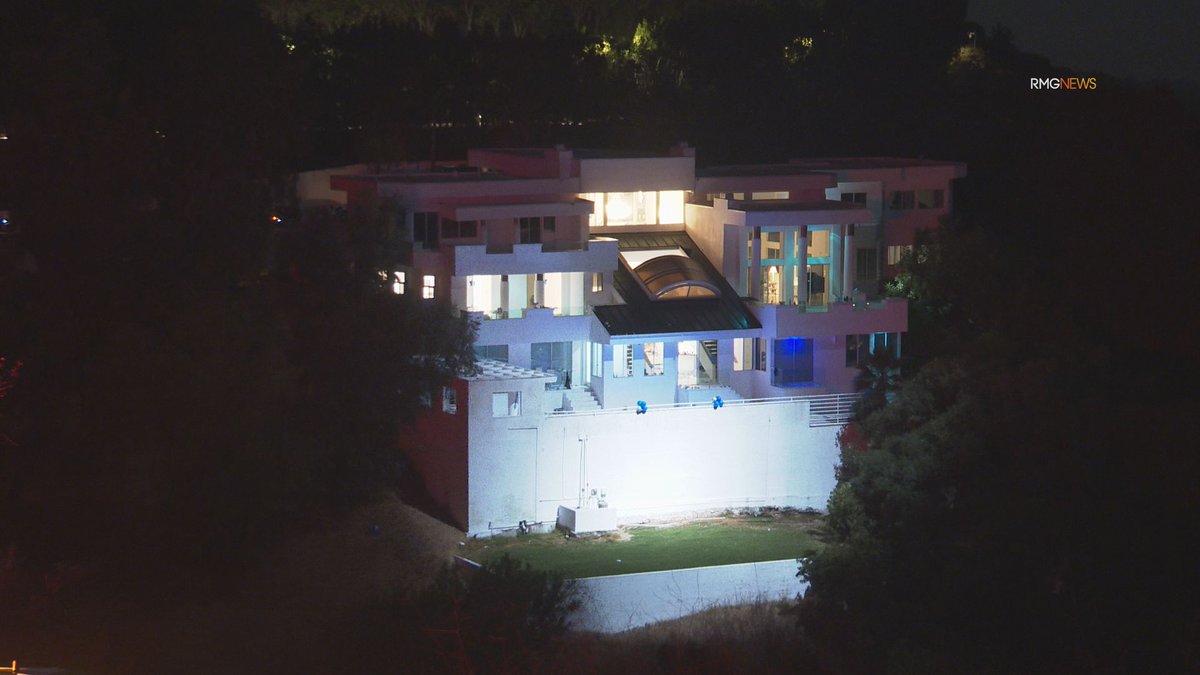 Shooting outside mansion party on Mulholland Drive near Beverly Hills leaves at least 3 people with gunshot wounds. Large crime scene established