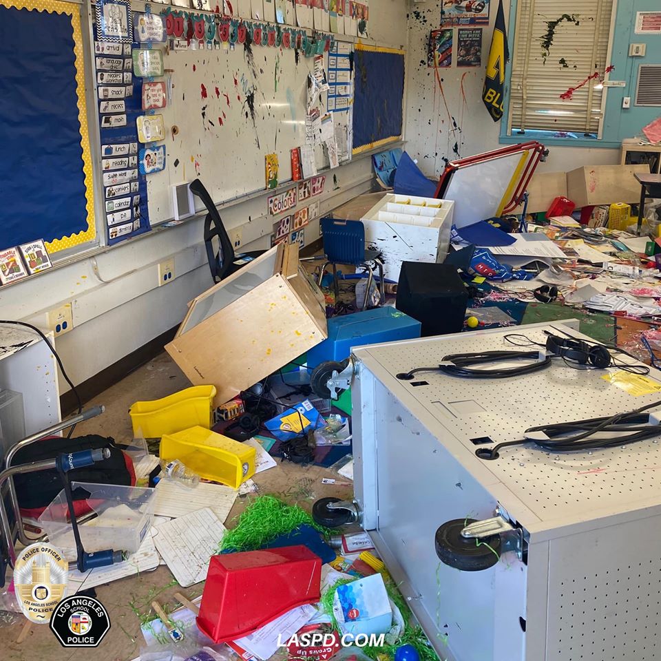 An elementary school in Culver City suffered at least $30,000 in damage after vandals broke in and trashed one of its classrooms over the weekend. No arrests have been made