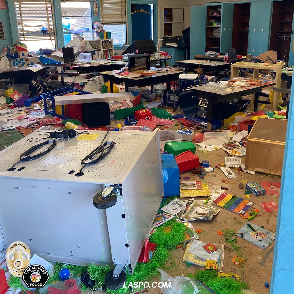 An elementary school in Culver City suffered at least $30,000 in damage after vandals broke in and trashed one of its classrooms over the weekend. No arrests have been made