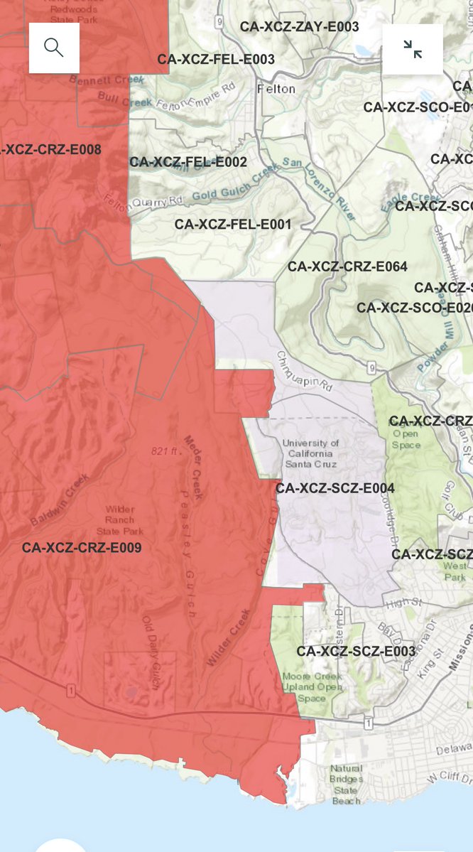 Evacuation maps in San Mateo/Santa Cruz Co fires. @UCSC telling students to be prepared to evacuate.  