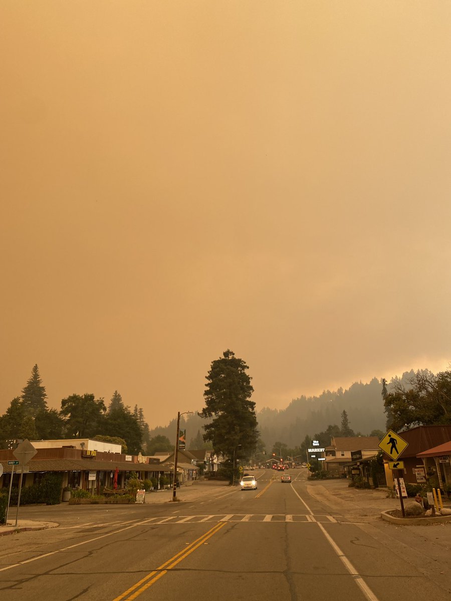 CZULightningComplex smoke wildfire california. Felton Community Hall, Highway 9, Felton