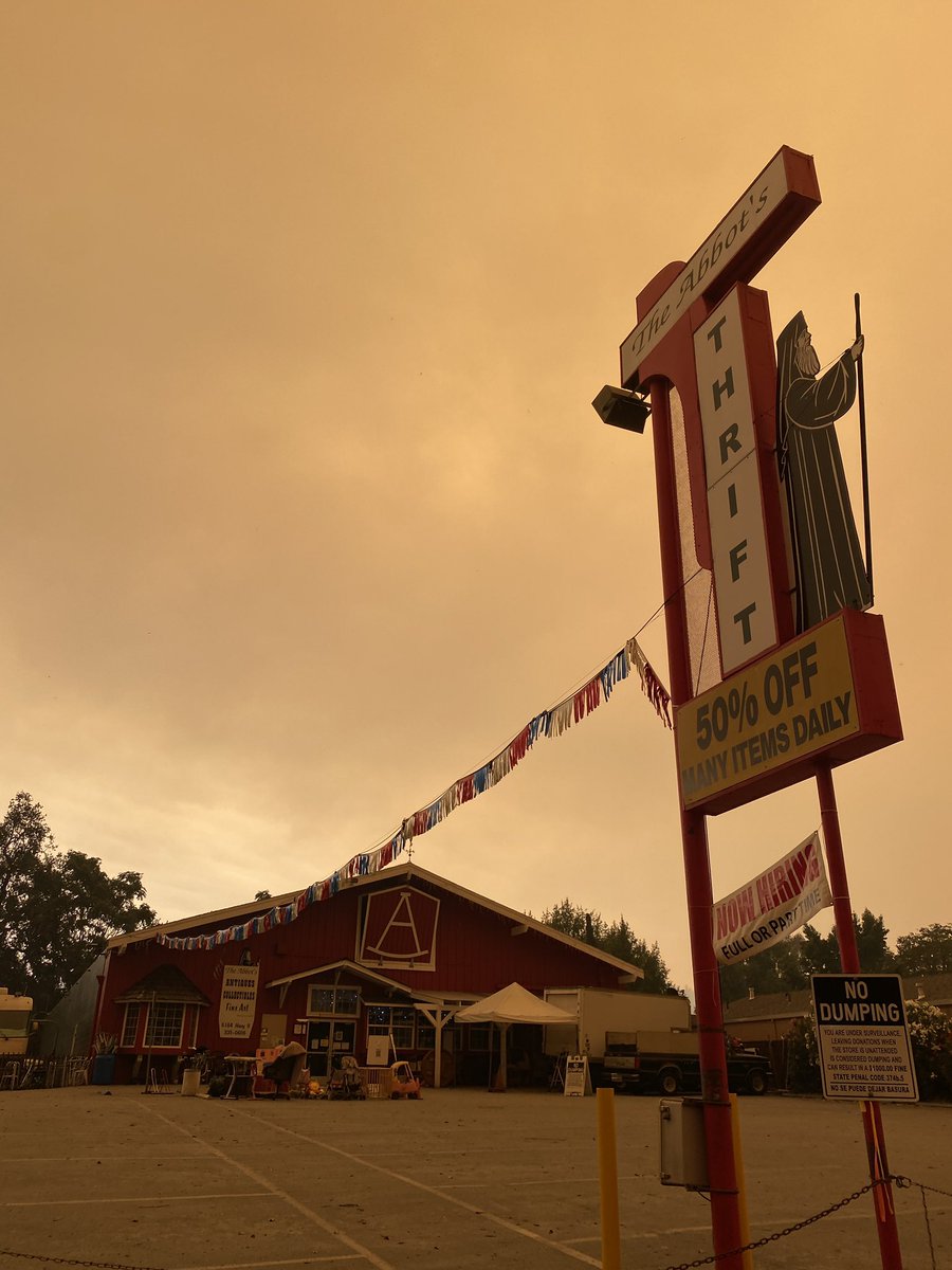 CZULightningComplex smoke wildfire california. Felton Community Hall, Highway 9, Felton