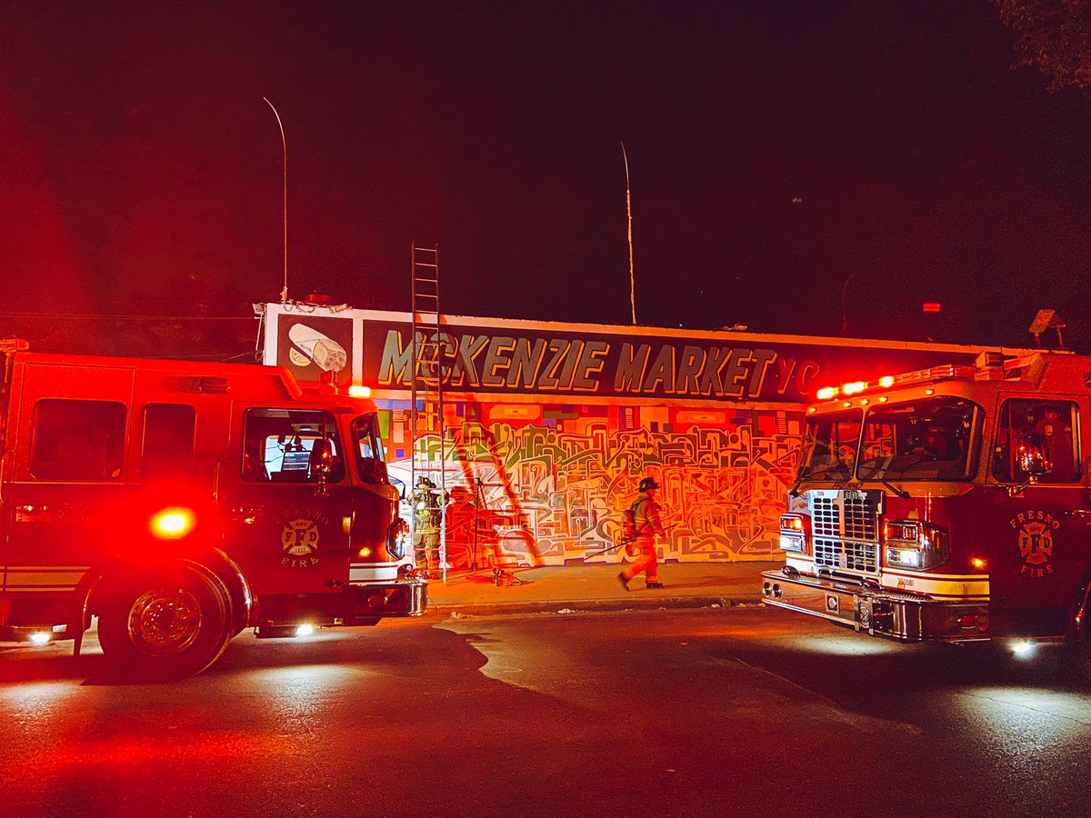 Scene of a fire at the McKenzie Market on 9th and McKenzie ave in SW Fresno. Investigators on scene say it could possibly be an arson fire.