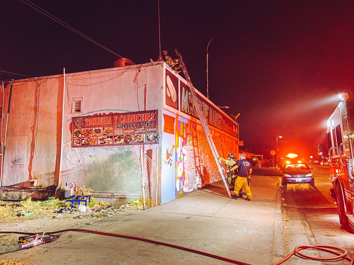 Scene of a fire at the McKenzie Market on 9th and McKenzie ave in SW Fresno. Investigators on scene say it could possibly be an arson fire.