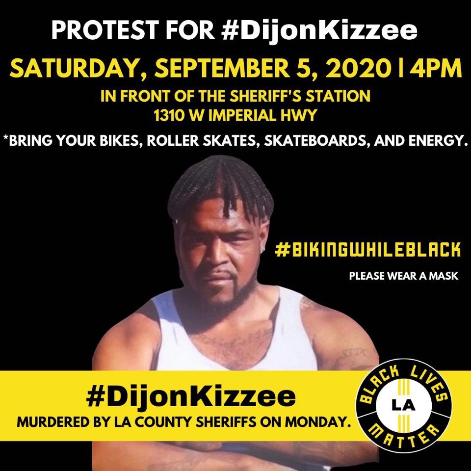 BLM Los Angeles is holding a protest at the South LA Sheriff's station today in response to the LASD shooting death of DijonKizzee. At the last protest on Tuesday, LASD had two specialized Sheriff's Response Team (SRT) squads on scene to defend property. Expect the same today