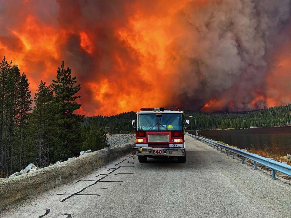 Some pictures from yesterday at the Creek Fire. six personnel on this