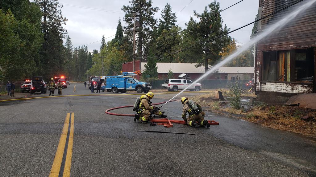 StirlingFire The fire is in the former mercantile in Stirling City. Partially converted to housing. Four residents were inside at the time of the fire and the Stirling City firefighters got them all out without injury