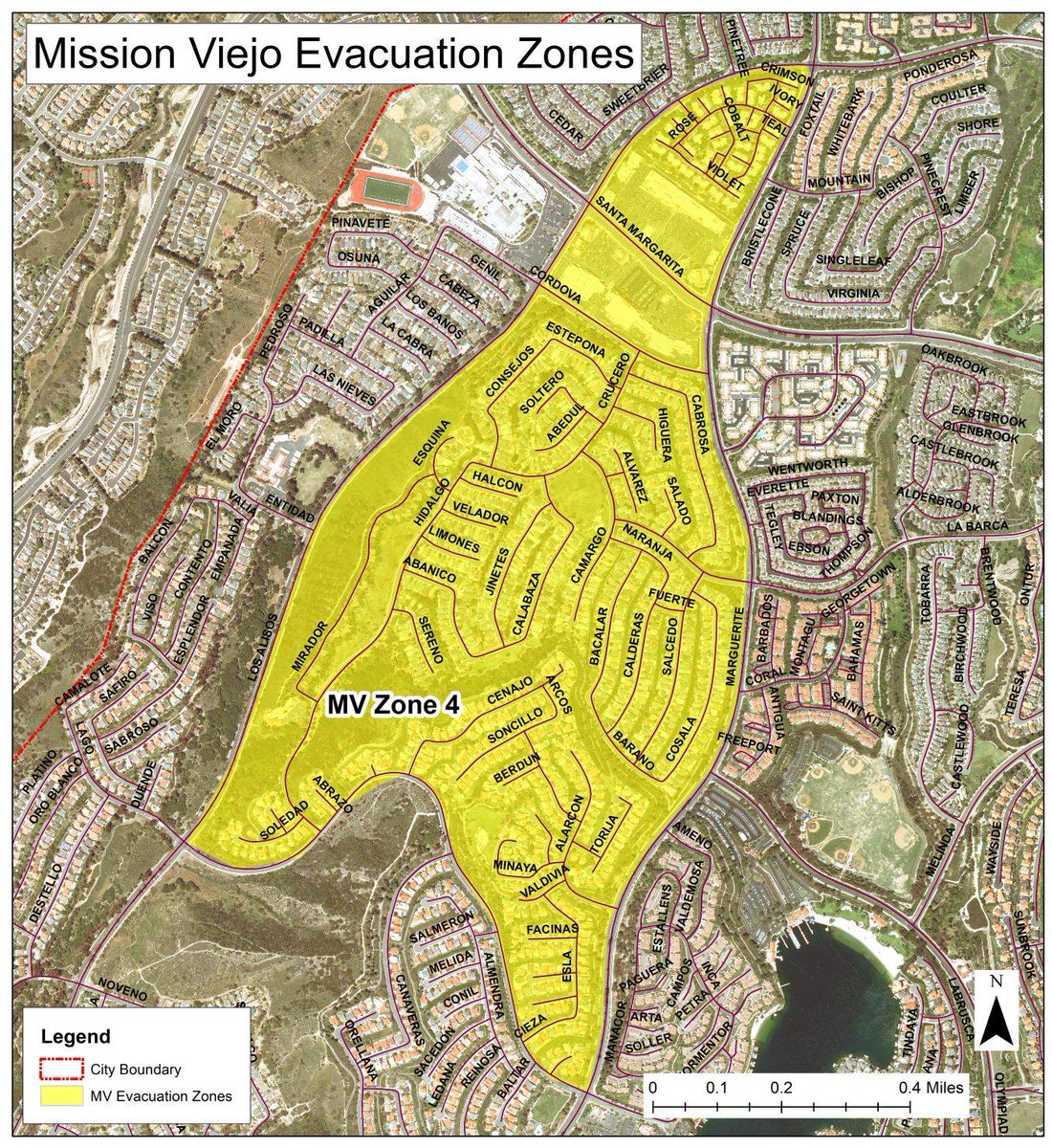 Detailed Evacuation Zone maps are available for all of Mission Viejo 