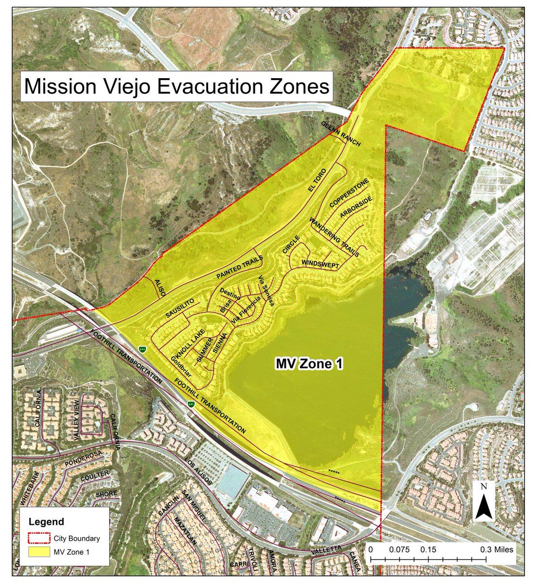 Detailed Evacuation Zone maps are   available for all of Mission Viejo. As a reminder, currently, an evacuation warning is issued for Zone 1 in Mission Viejo only.  