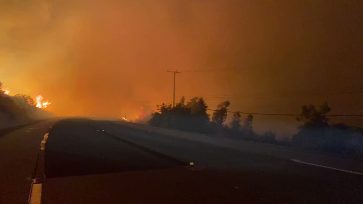 Bondfire people fleeing from the fast moving fire. Silverado ...