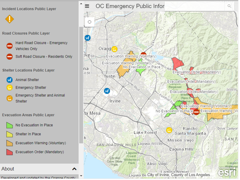 Here Is A Look At The Current Evacuation Map For The BondFire In Orange   22128965 0 