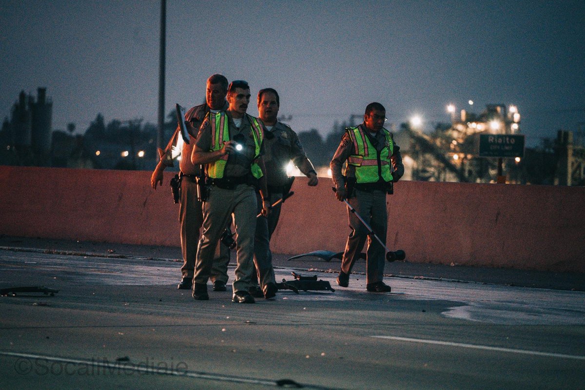 Fatal car crash on the 210 freeway next to on ramp Pepper .   3 Killed ,1 injured