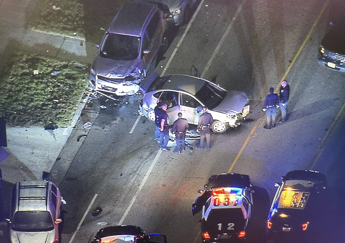 Pursuit ends in a crash near Willowbrook. 120th and San Pedro the stolen vehicle suspect was flying around surface streets at over 80 mph before he lost control, went airborne and crashed. Got out and ran but not for long before LAPD put him in handcuffs. One in custody @CBSLA