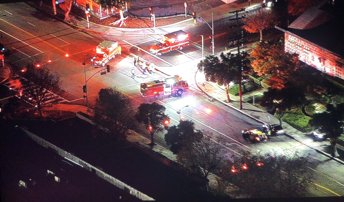 The @LAPDHQ and @LAFD are on scene. It appears as though the two people struck may have been riding their bicycles when the incident occurred. 