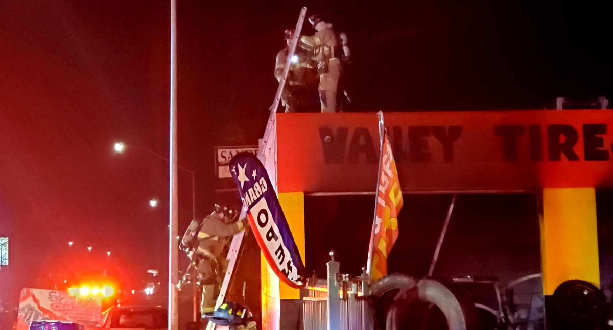 An auto shop caught fire Wednesday evening near 7th and Belmont in Fresno