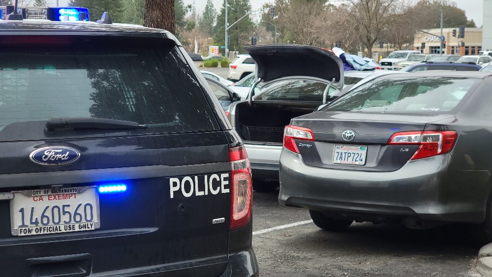 StolenVehicle 1689 Arden Way Sac PD responded to a report of a stolen vehicle at the Arden Mall. An officer was on foot and got a visual of the vehicle, occupied, in the parking lot in front of Starbucks. When additional police units arrived, a felony stop was executed