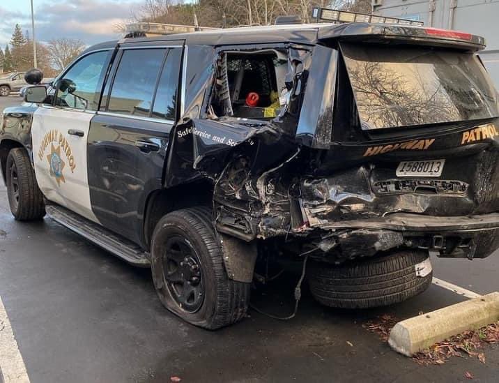 A suspected drunk driver was arrested Friday morning after causing multiple crashes on Interstate 80 in Sacramento. The crash pushed the Prius forward, causing it to hit a CHP Tahoe.  