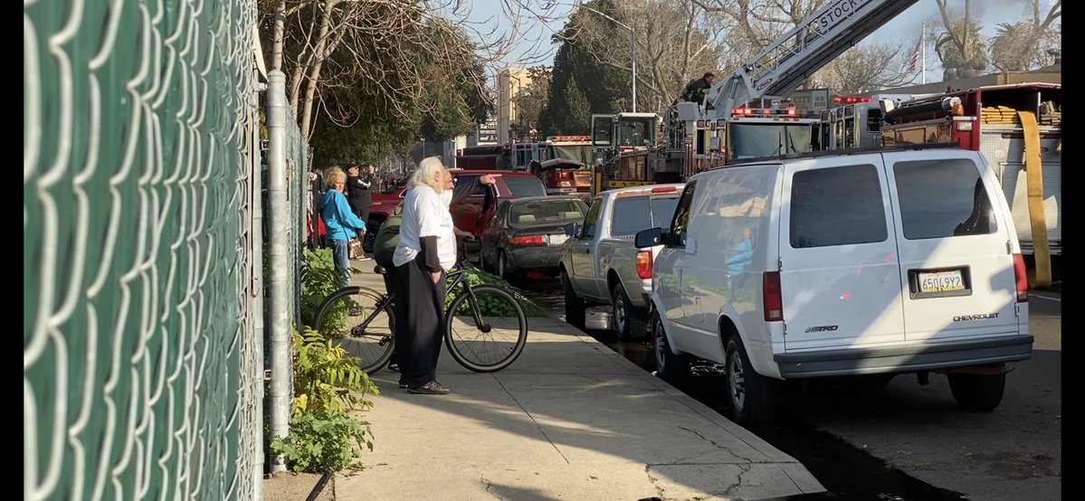 Red Cross now helping dozens of Stockton residents displaced when a three-alarm fire broke out downtown. The fire sent a column of black smoke as crews rushed in from surrounding departments to help tackle the blaze. I took the 1st photo before the next apt. caught fire