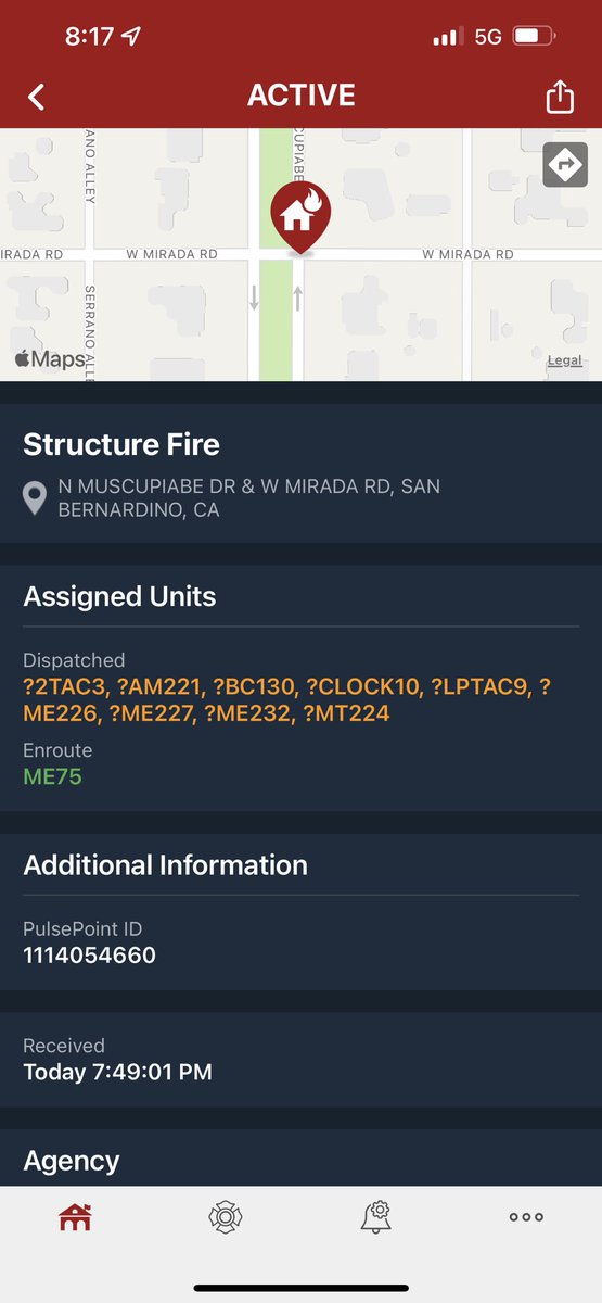 Fire San Bernardino, California Muscupiabe Drive & West Mirada Road