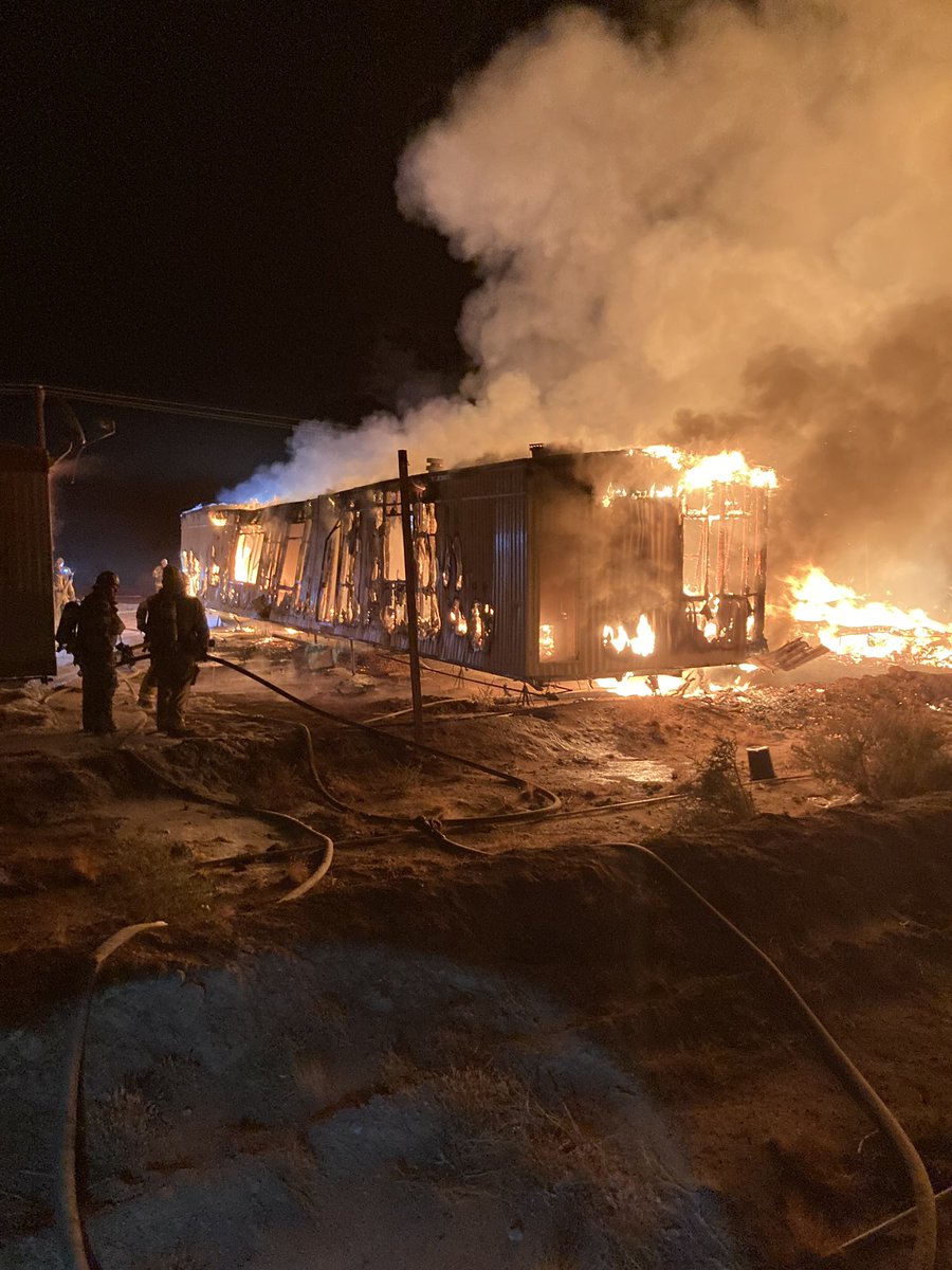 There is a total of 7 abandoned mobile homes on fire, along with various debris. Firefighters are still anticipated to remain on scene for 3-4 hours