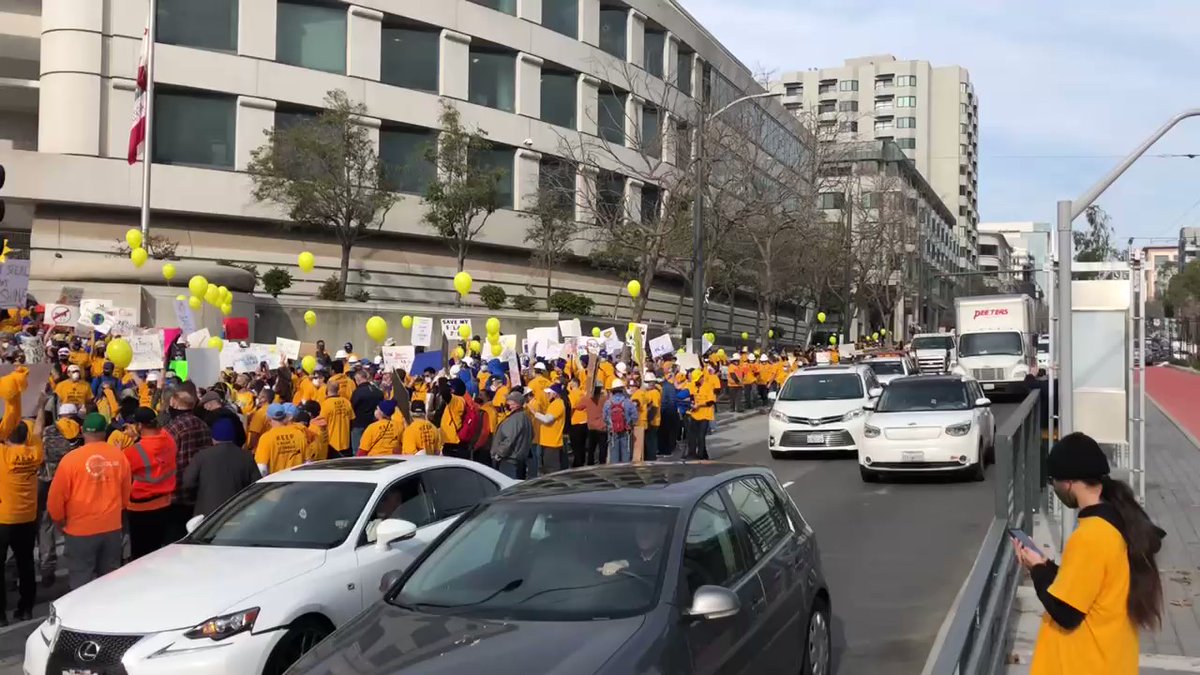 Chanting Save our solar jobs, hundreds of people are rallying in San Francisco. They say they're trying to SaveSolar and fight climate change