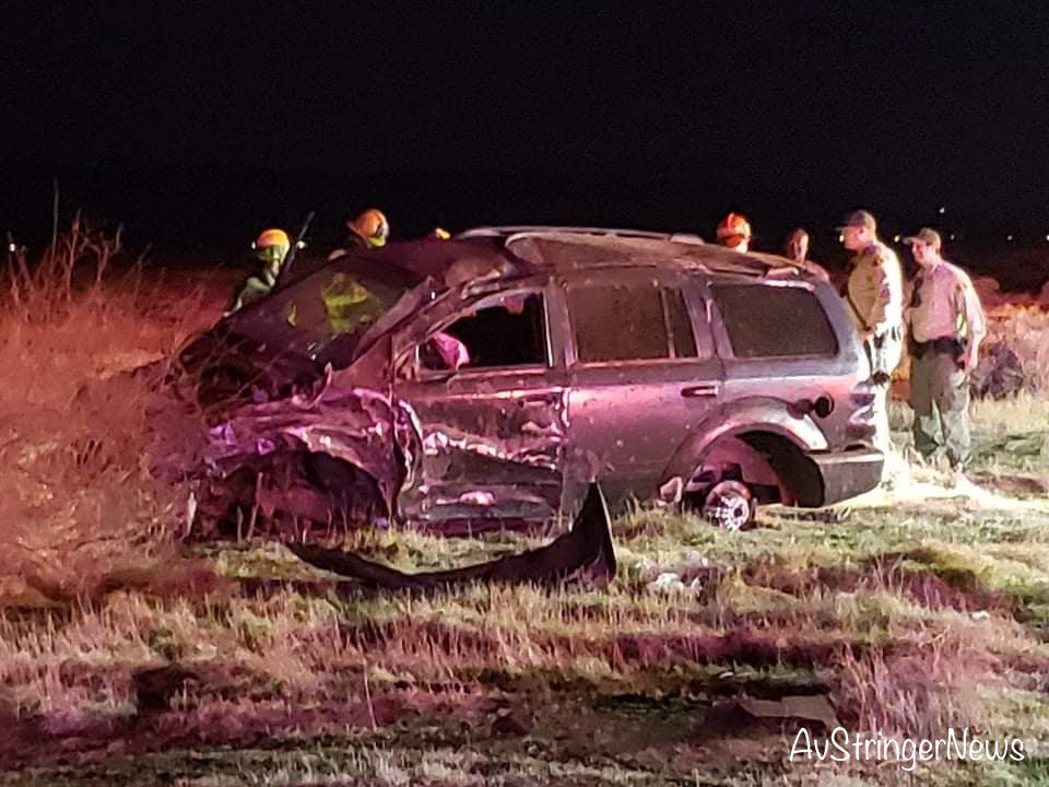 Lancaster,ca: 902t/902R(traffic collision with injuries/ rescue responding) 60th st w and Ave D , solo vehicle traffic collision/ rollover. Photo credit: AvStringerNews