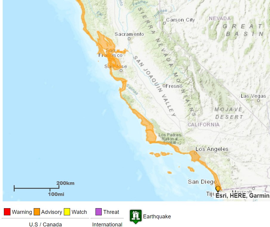 Tsunami advisory in effect between 7:30-8am today. Beaches will be temporarily closed. Please stay off the beach &amp; clear of harbor boats &amp; docks. Do not call 911 unless you are experiencing a life threatening emergency