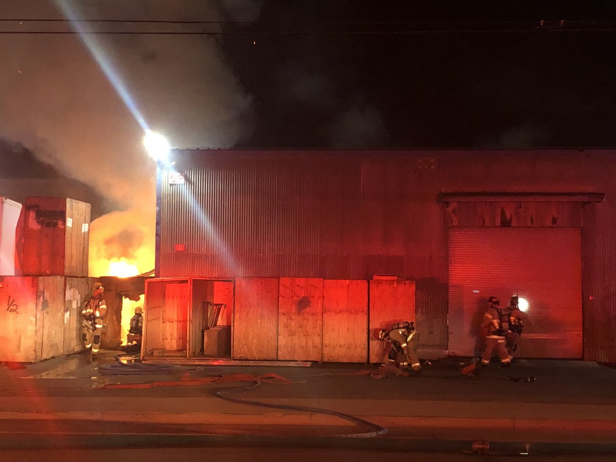 Engines 1, 2, 5, 3, Truck 1, SMPD and AMR on scene of a commercial fire 300 block N Blosser. Fire started exterior and extended into the structure. Sprinklers activated interior.  No injuries. Cause under investigation. Please avoid the area