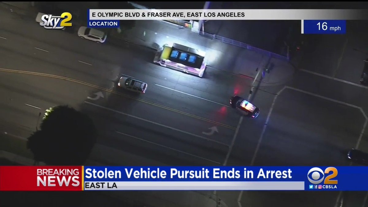 Sheriff's Deputies were in pursuit of a driver in a suspected stolen vehicle in East LA, who weaved through narrow streets before trying to evade police on foot. The suspect is now in custody