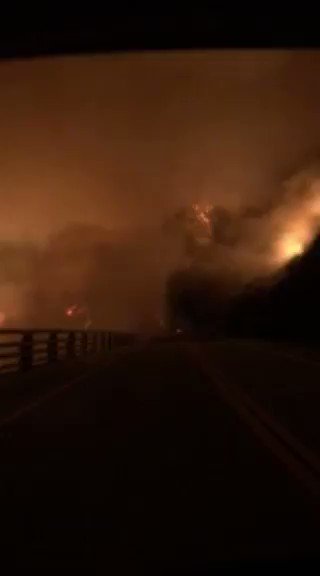 Evacuees shot this video as they were leaving the Palo Colorado canyon area in Big Sur