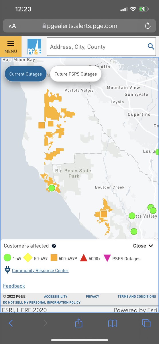 Tour of power issues around the Bay Area, higher impacts Santa Cruz mountains and East Bay. Oakland, San Leandro gusts near 30 mph