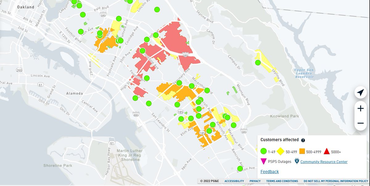 Nearly 30,000 PG&E customers are without power in the Bay Area, the utility company says. PG&E map below shows East Bay outages, which total 27,833