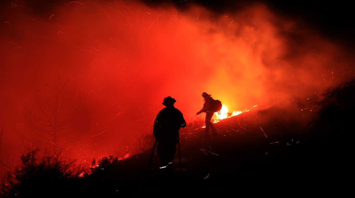 The GeyserFire above Alexander Valley burns on Geyser Peak, Saturday, pushed by 70-80mph offshore winds. Fire is out, unknown acreage. The area has received over a dozen inches of rain this winter and was under a coating of snow just a month ago