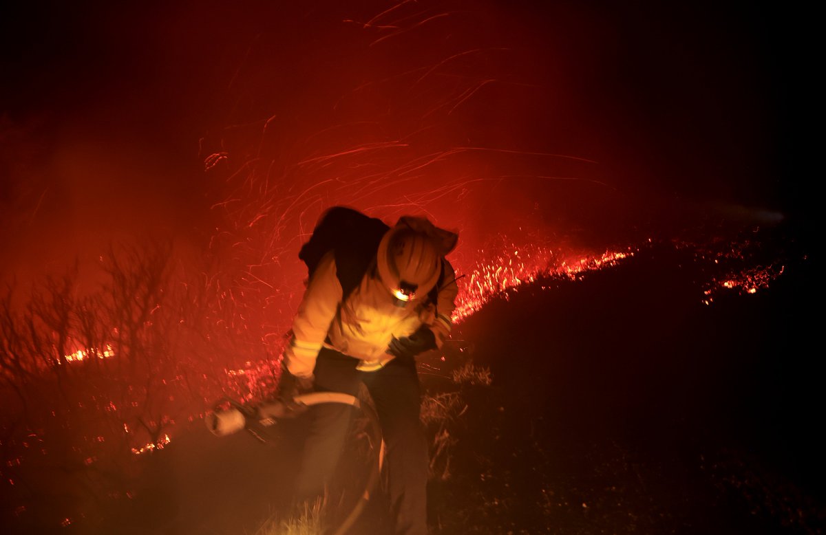 The GeyserFire above Alexander Valley burns on Geyser Peak, Saturday, pushed by 70-80mph offshore winds. Fire is out, unknown acreage. The area has received over a dozen inches of rain this winter and was under a coating of snow just a month ago