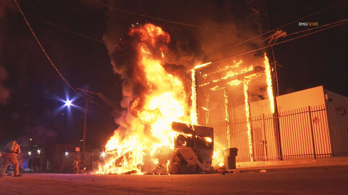 Large RV Fire Exposes a Commercial Building in North Hollywood.