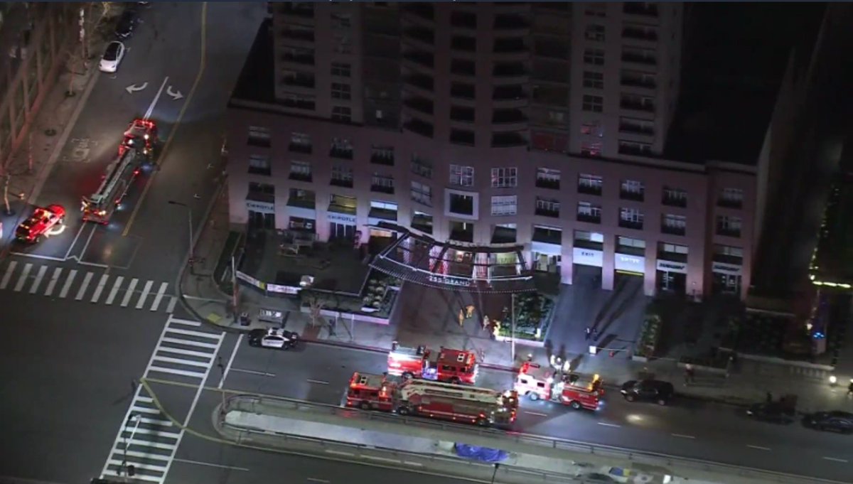 LA City Fire has responded to a fire at a downtown LA high-rise that experienced a separate fire earlier this week.